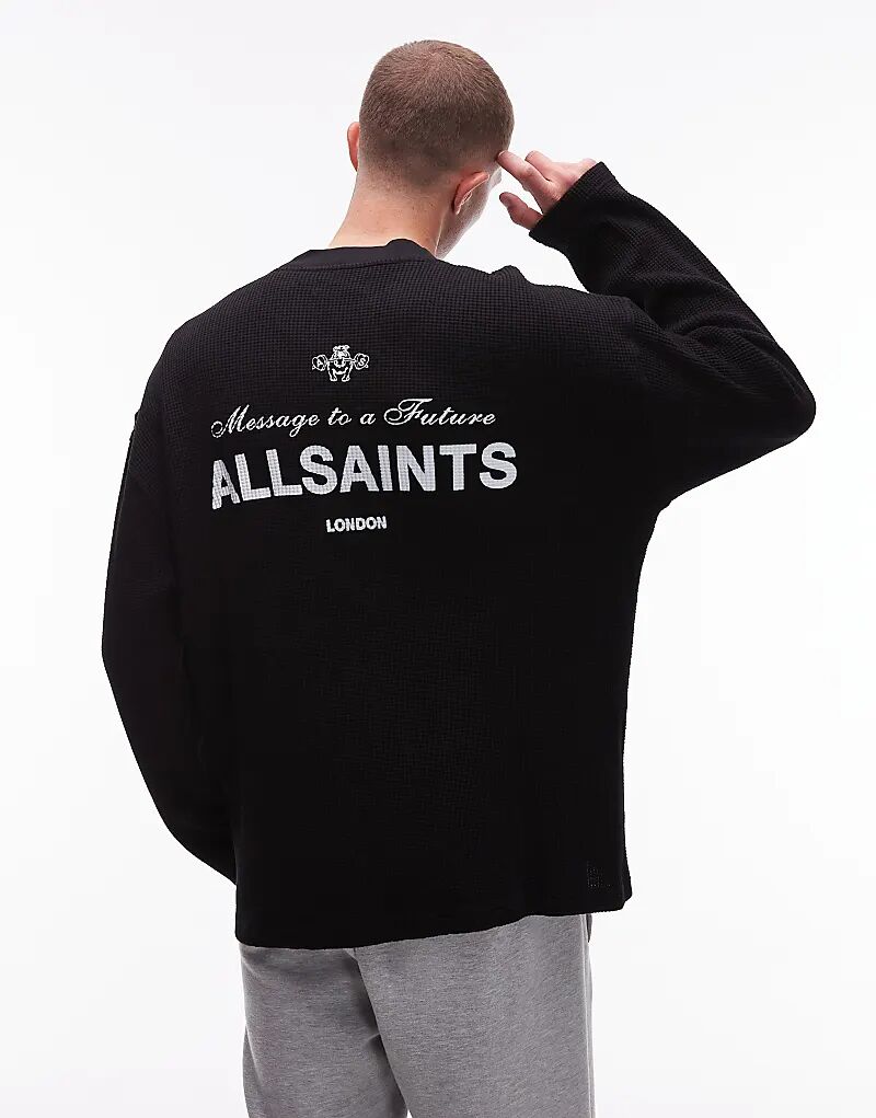 

Футболка Allsaints Herald с длинными рукавами и вафельным узором, черная