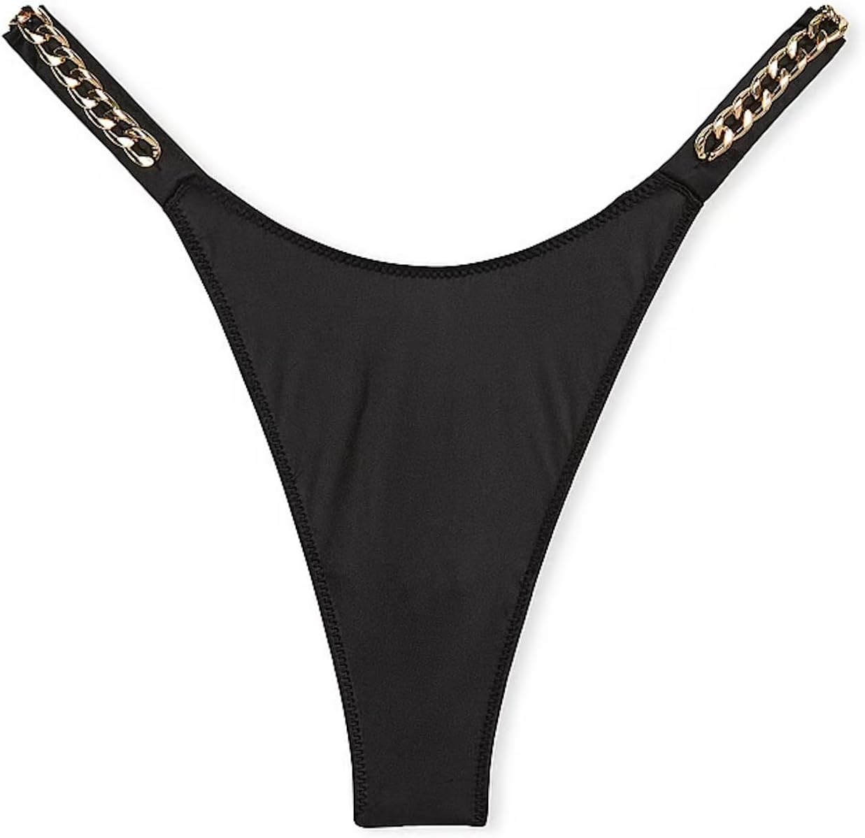 Victoria's Secret Chain Shine Strap Smooth трусики-стринги, Black/Gold — фото 4
