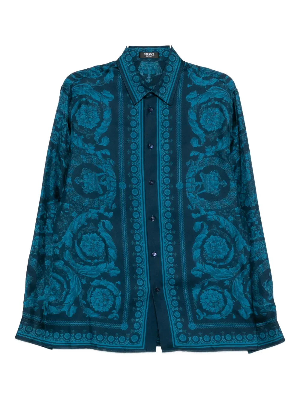 Рубашка с узором "Барокко" VERSACE, синий