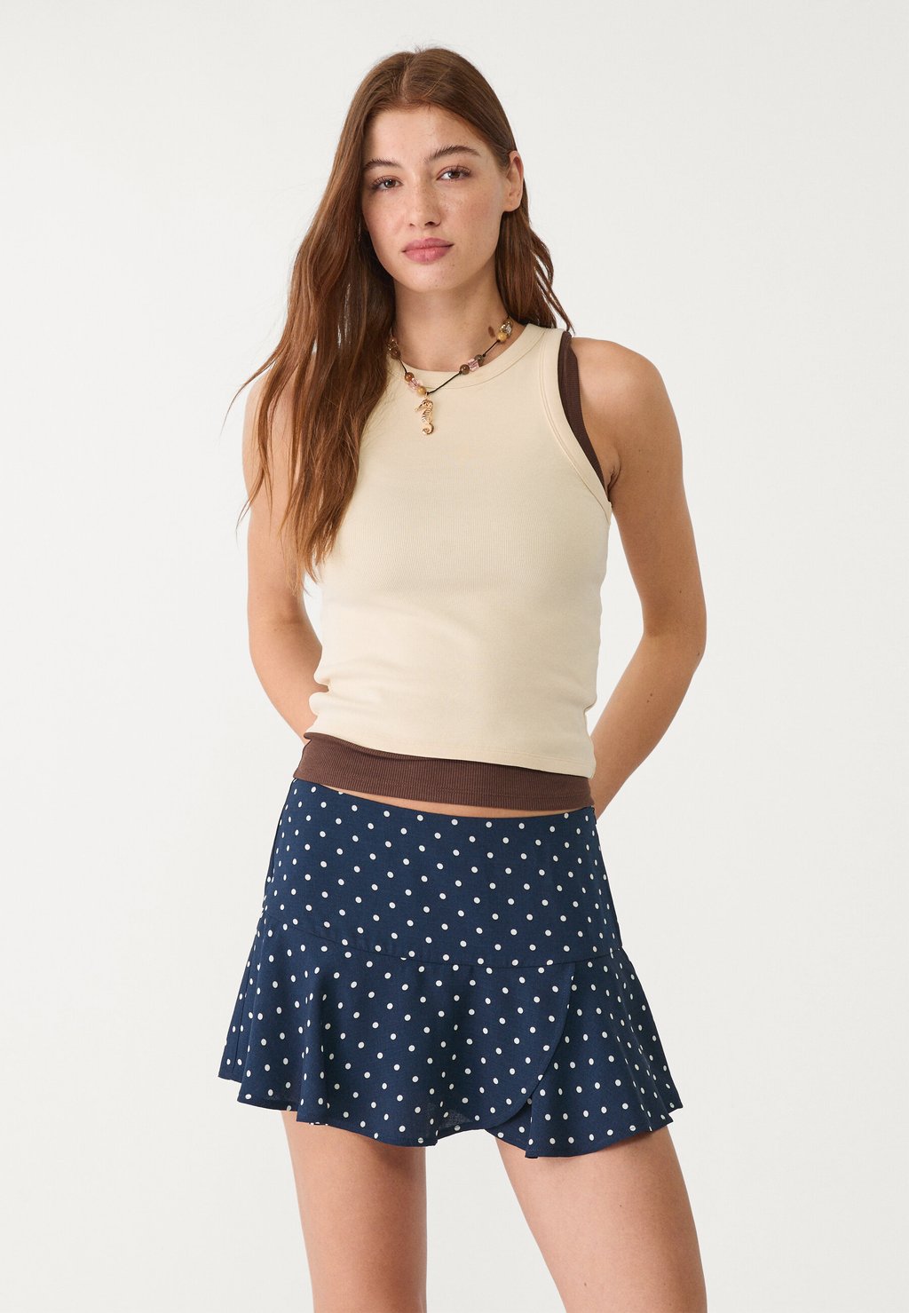 

Мини-юбка A-line skirt Stradivarius, темно-синий