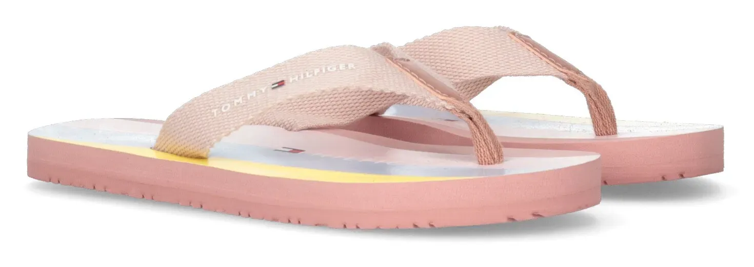 

Шлепанцы Tommy Hilfiger "HEART PRINT VELCRO SANDAL", летняя обувь, тапочки, обувь для купания, горки для бассейна, текстильный носок, цвет Rosa-Kombiniert