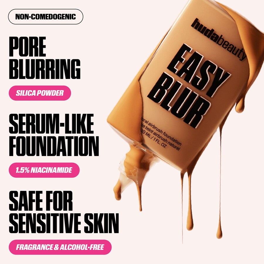 Тональная основа Easy Blur Natural Airbrush Foundation с ниацинамидом HUDA BEAUTY, 1 oz /30 mL, Golden Milk 307N — фото 3