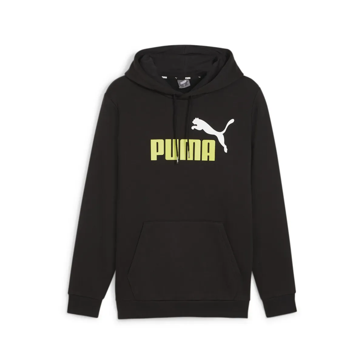 

Толстовка PUMA с капюшоном "ESS+ 2 COL BIG LOGO HOODIE FL", цвет Puma Black-Lime Sheen