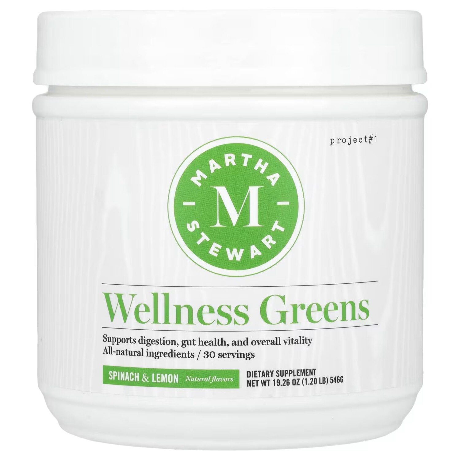 

Wellness Greens, шпинат и лимон, 19,26 унции (546 г) Martha Stewart Wellness