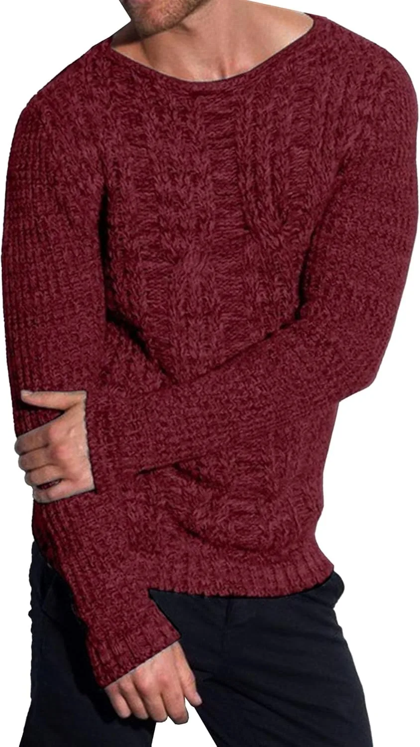 

Мужской свитер с рубчиком и крупной вязкой JEShifangjiusu