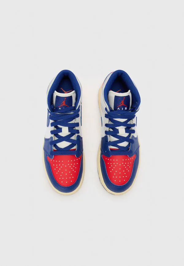 Кроссовки air jordan 1 mid унисекс Jordan, White/Deep Royal Blue/Univ Red/Neutral Grey/Sail — фото 4