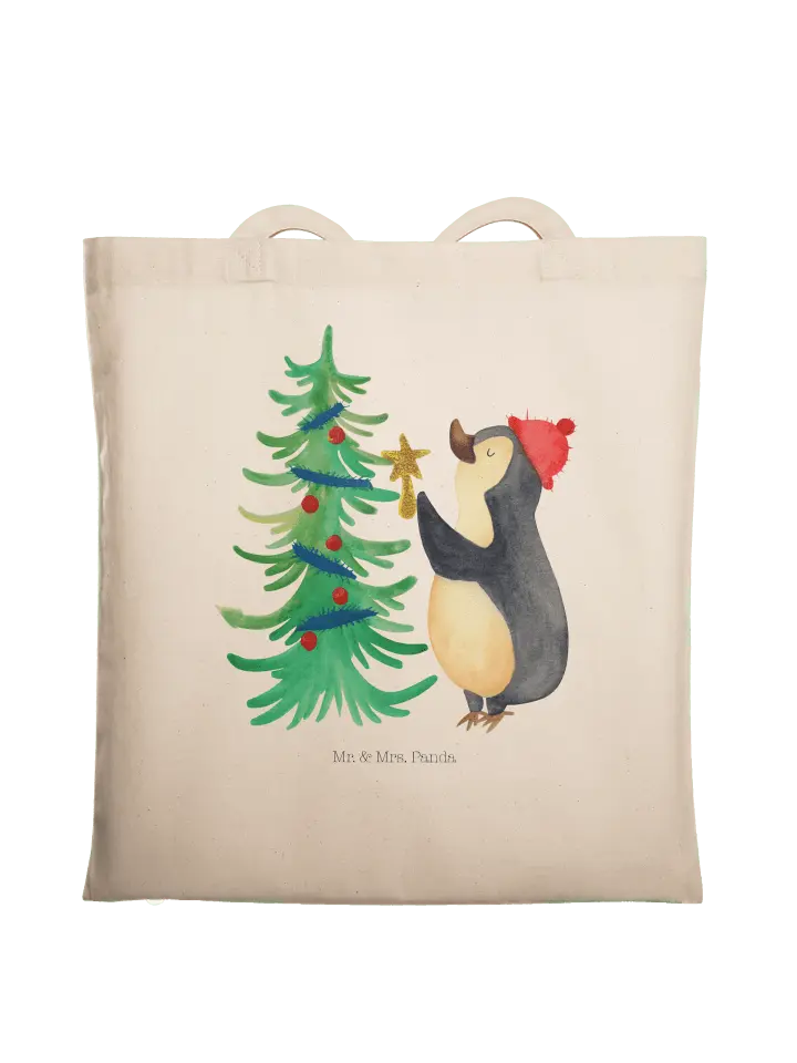 

Сумка для переноски Mr & Mrs Panda Pinguin Weihnachtsbaum ohne Spruch, кремовый
