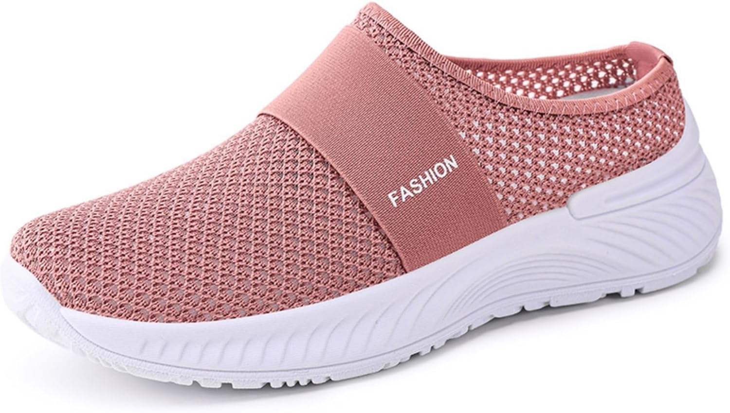 

Женские сетчатые кроссовки-слайдеры, спортивные туфли для ходьбы и бега, дышащие, с отверстиями, легкие, удобные, повседневные мюли с поддержкой свода, для прогулок, низкие кеды, весна-лето Generic, розовый