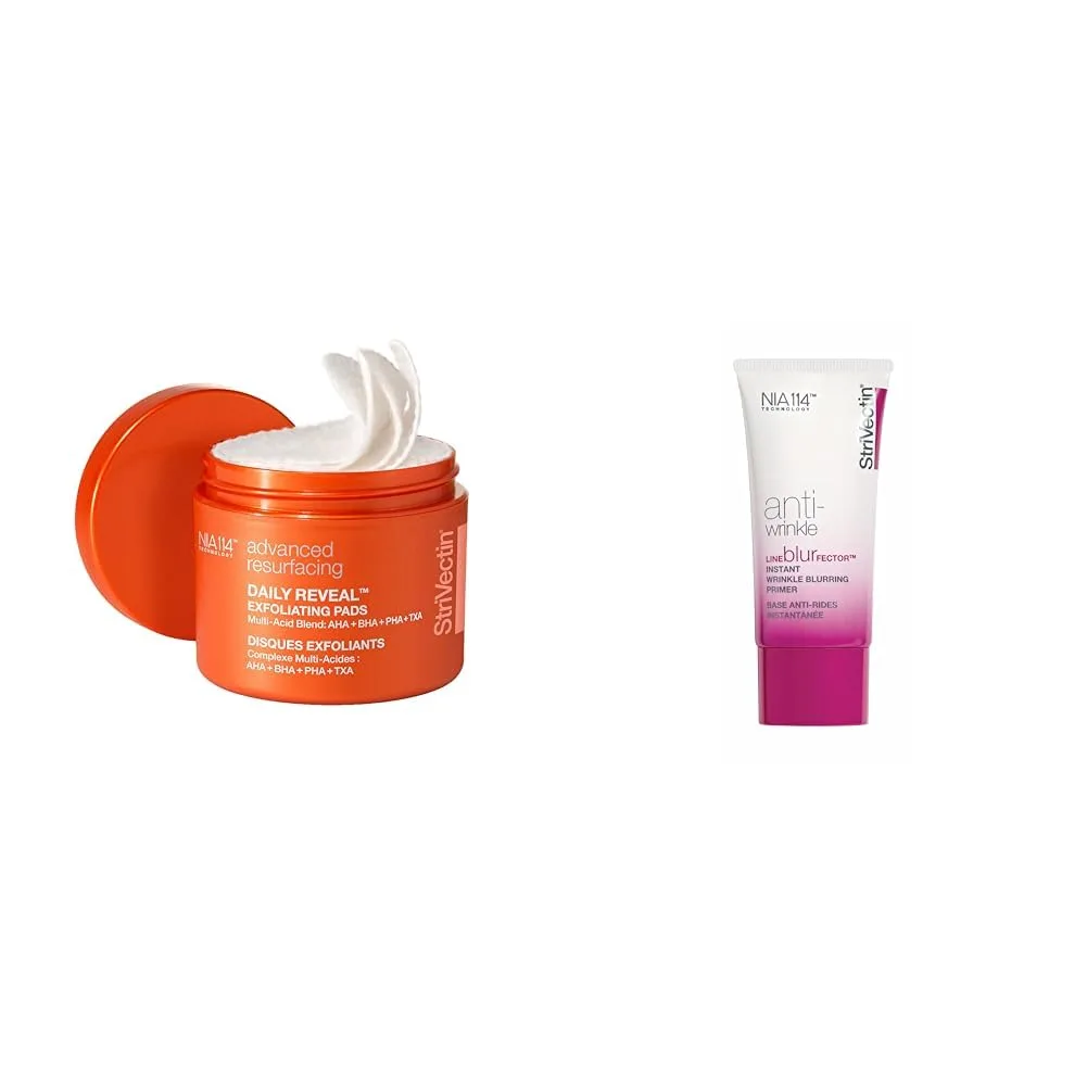 Отшелушивающие подушечки для лица StriVectin Advanced Resurfacing Daily Reveal и праймер для мгновенного разглаживания морщин Line BlurFector