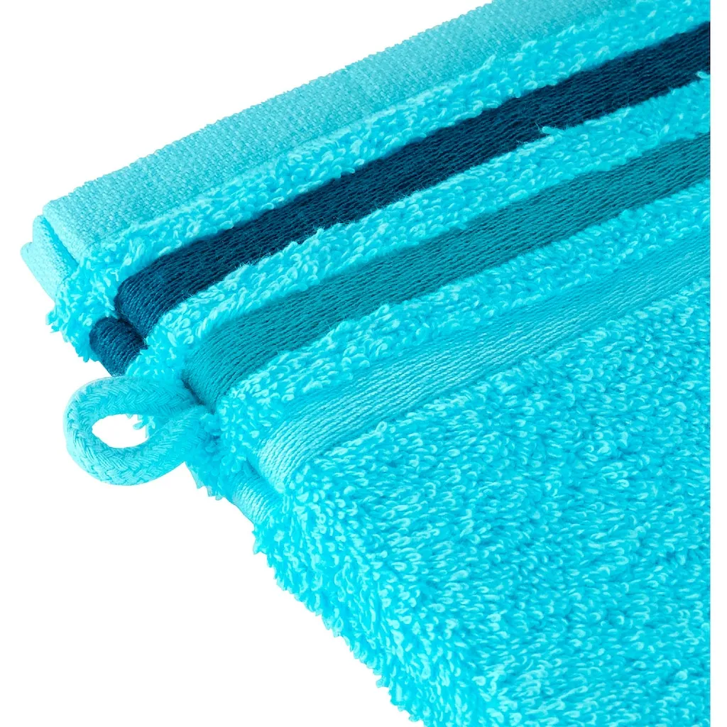 Мочалка Skyline Color из 100% хлопка с элегантной полосатой каймой MADE IN GREEN by OEKO-TEX Schiesser, бирюзовый — фото 4