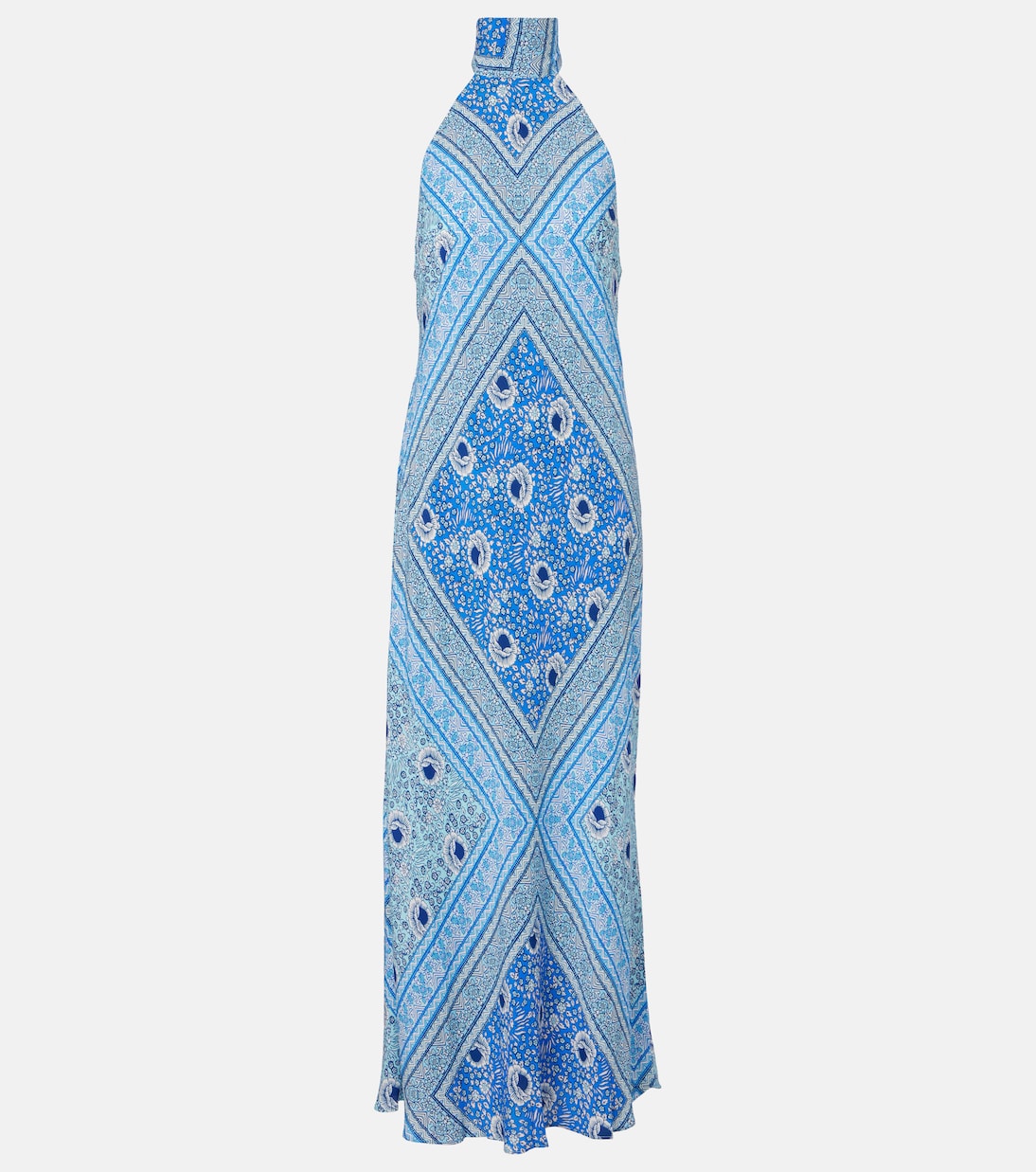 

Платье макси из атласа с принтом Maura Rixo, Boho Scarf Blue