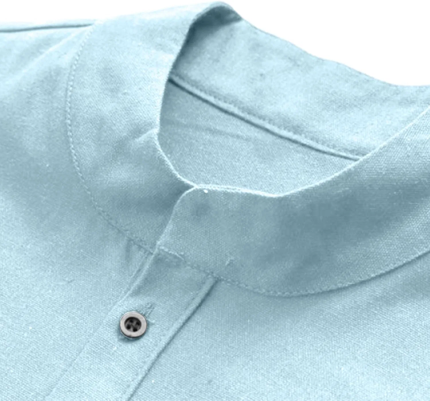 Футболка мужская с воротником-стойкой, Cotton Linen, A01_light Blue — фото 4