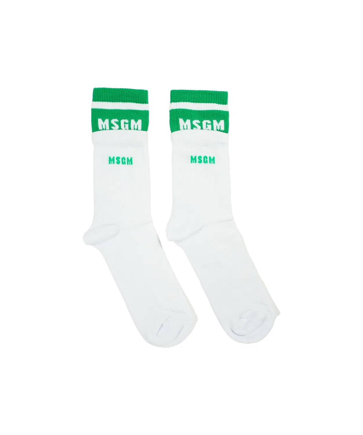 Носки детские с логотипом MSGM, хлопковый blend, белый с зелёным