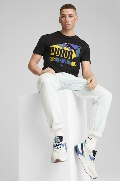 

Хлопковая футболка с логотипом Puma, лавандовый, бледно-желтый, блеклый черный