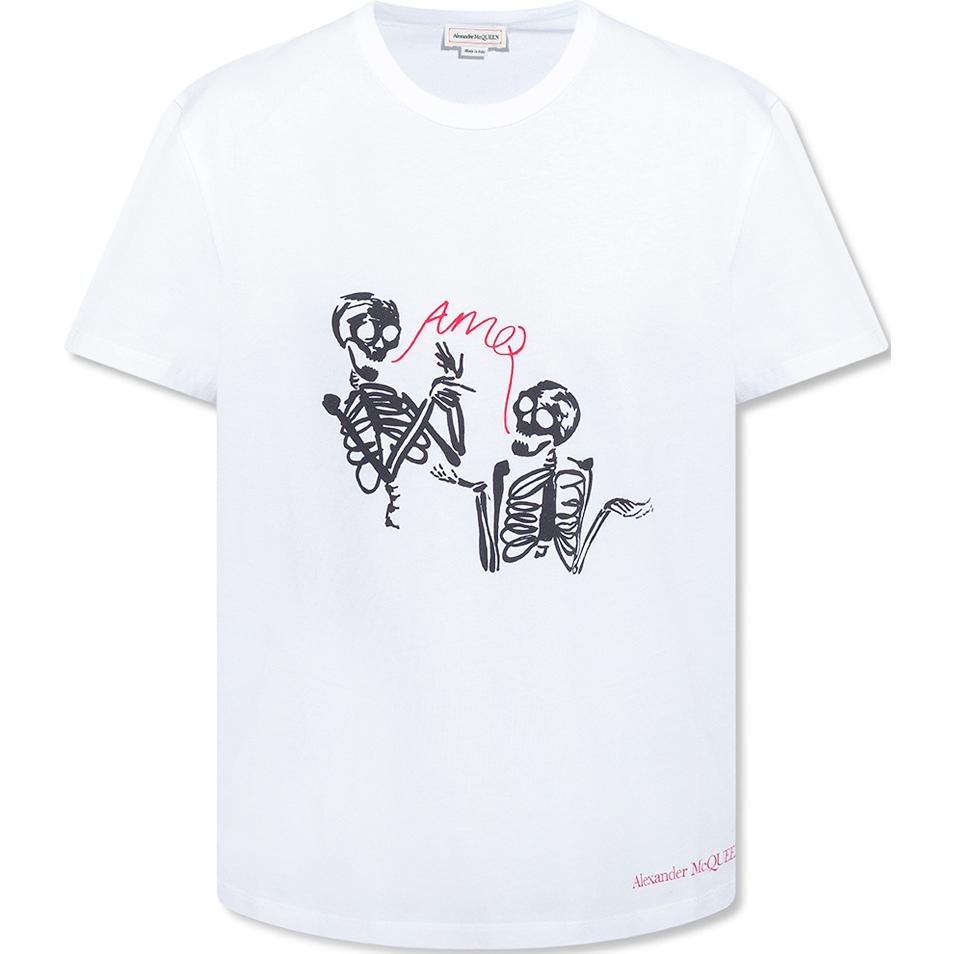 Футболка с принтом Skeleton Logo Alexander McQueen, белый