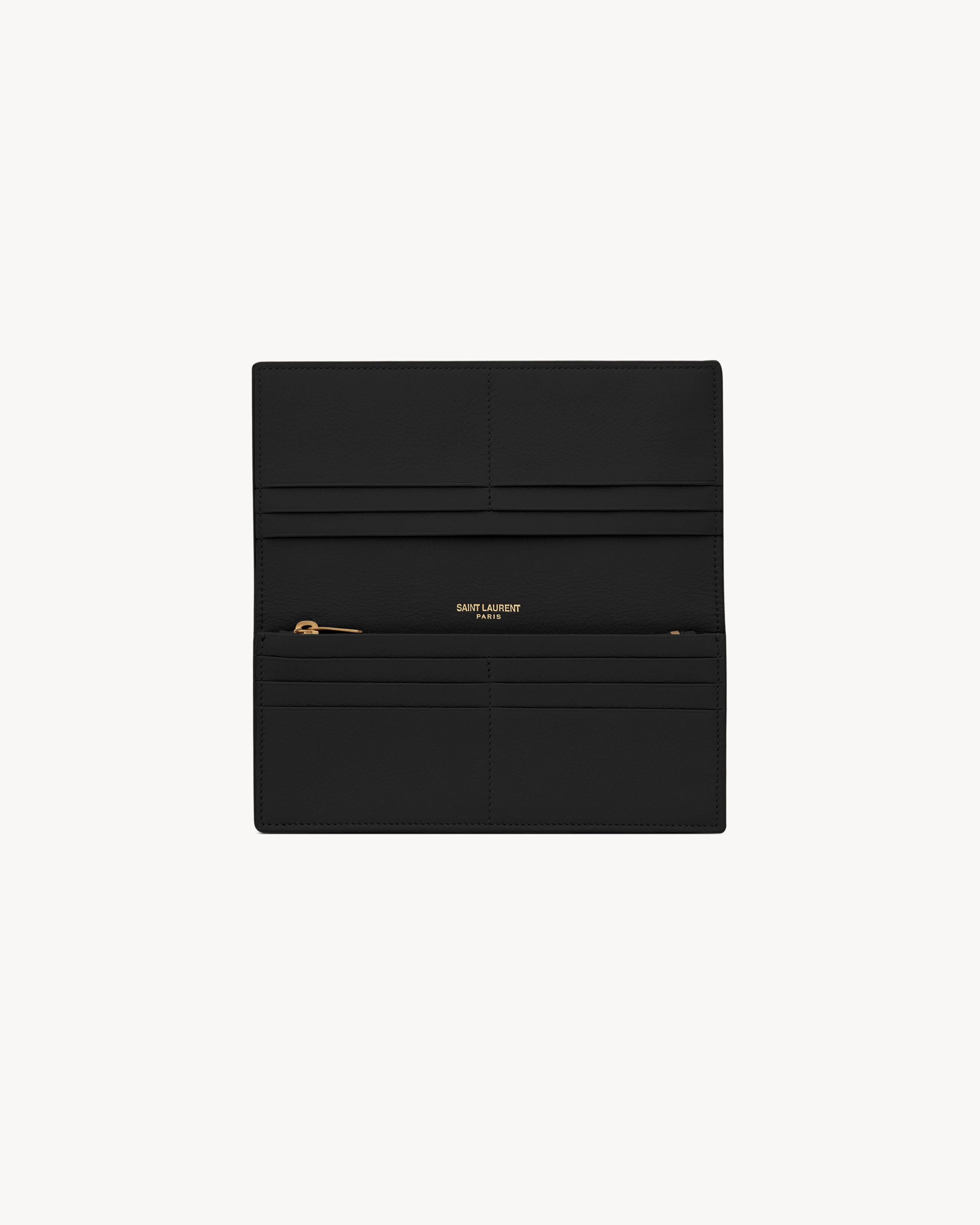 Плоский кошелек TINY CASSANDRE из зернистой кожи Saint Laurent, черный — фото 4