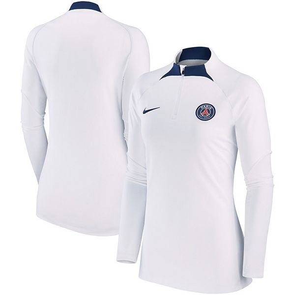 

Женская белая футболка Paris Saint-Germain Strike Drill Raglan Performance Quarter-Zip Nike