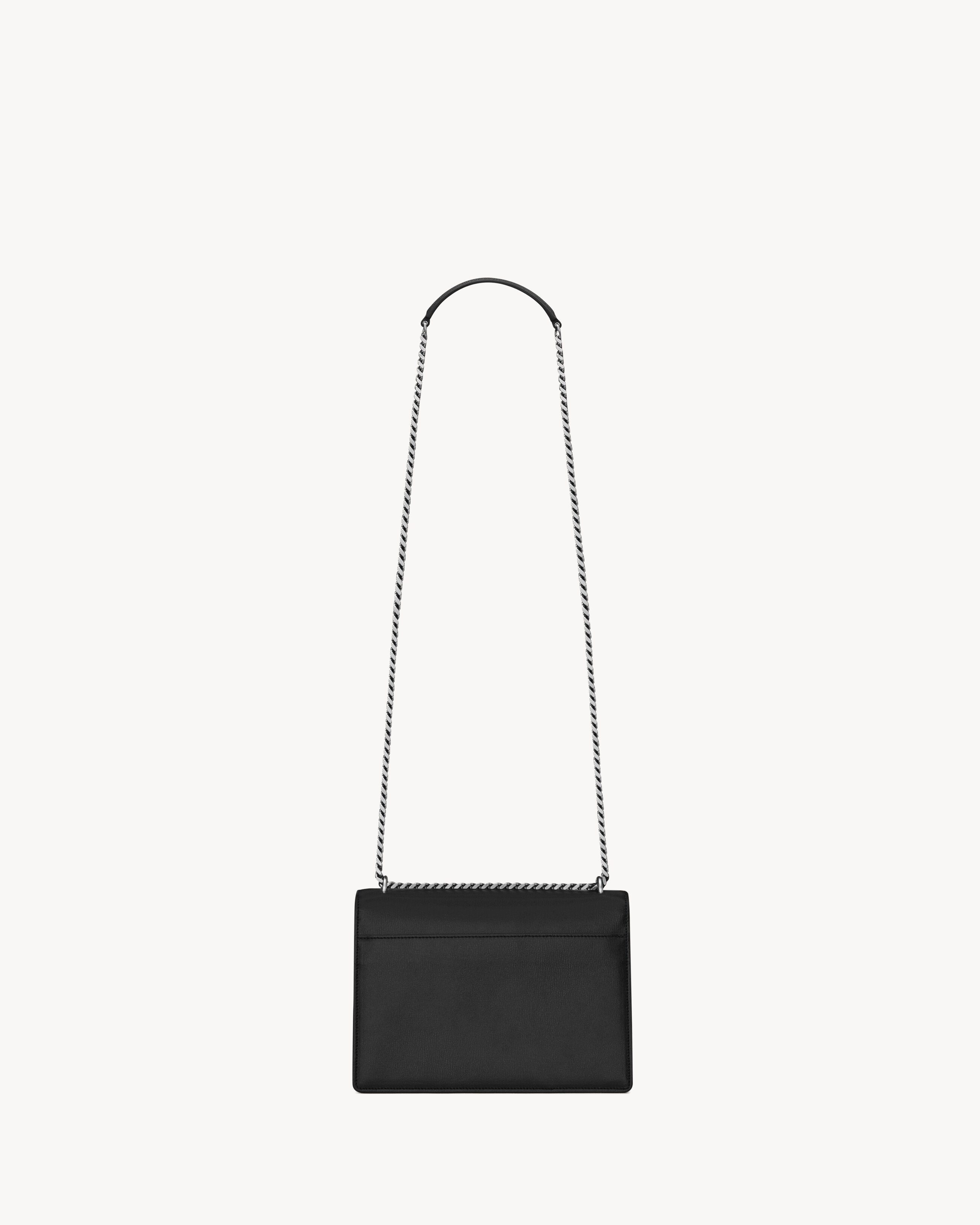 Сумка с клапаном, кожаной подкладкой, логотипом Cassandre Saint Laurent, черный — фото 2