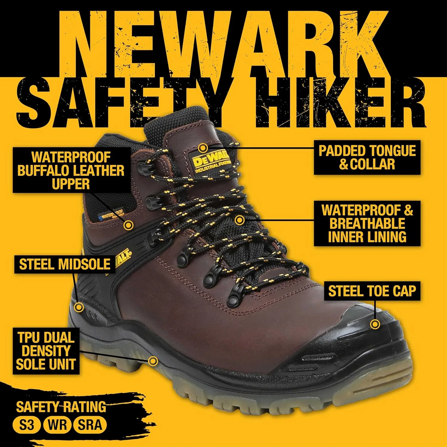 Мужские защитные ботинки DeWalt Newark, Brown — фото 2