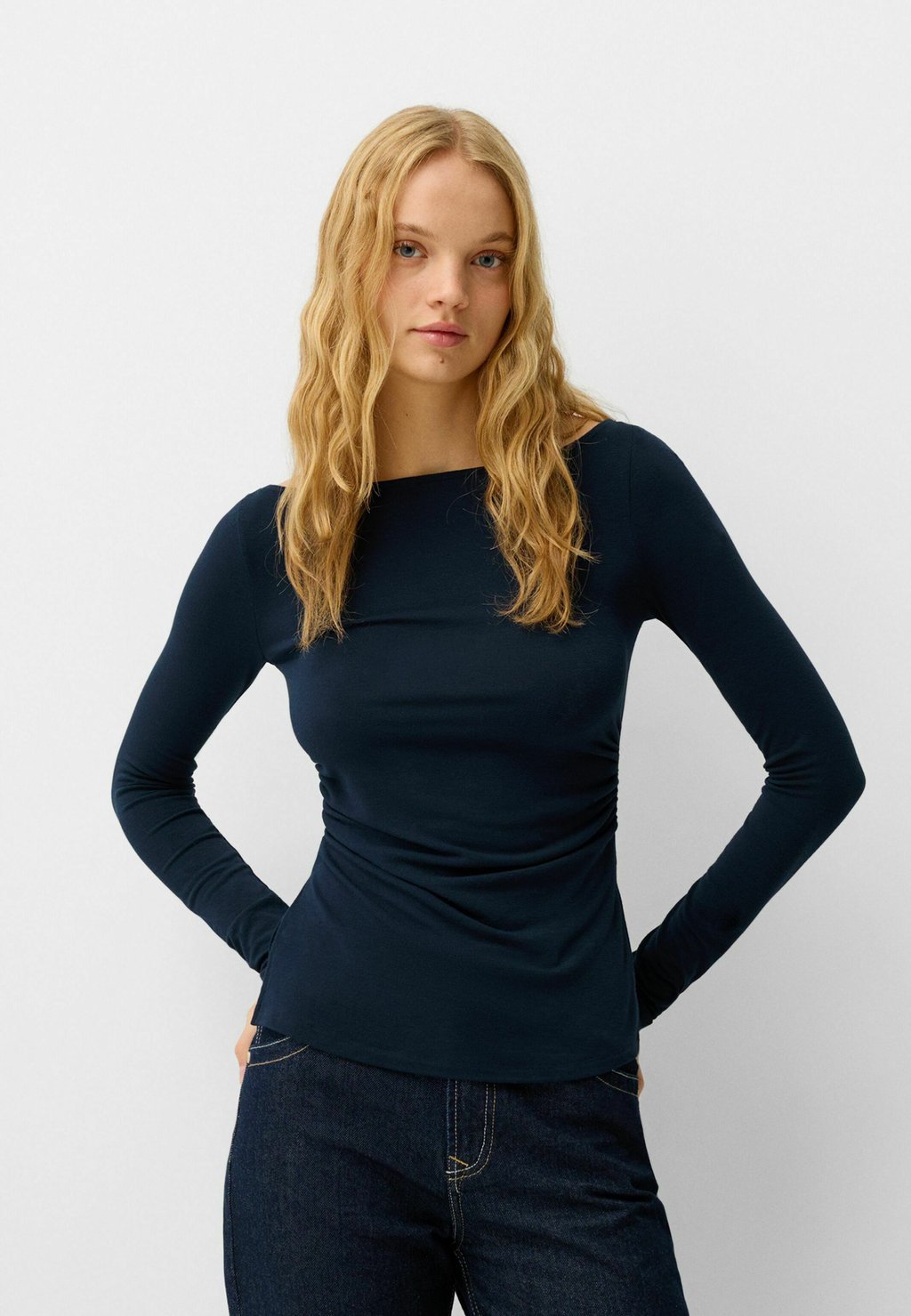 

Топ с длинными рукавами Bershka, синий