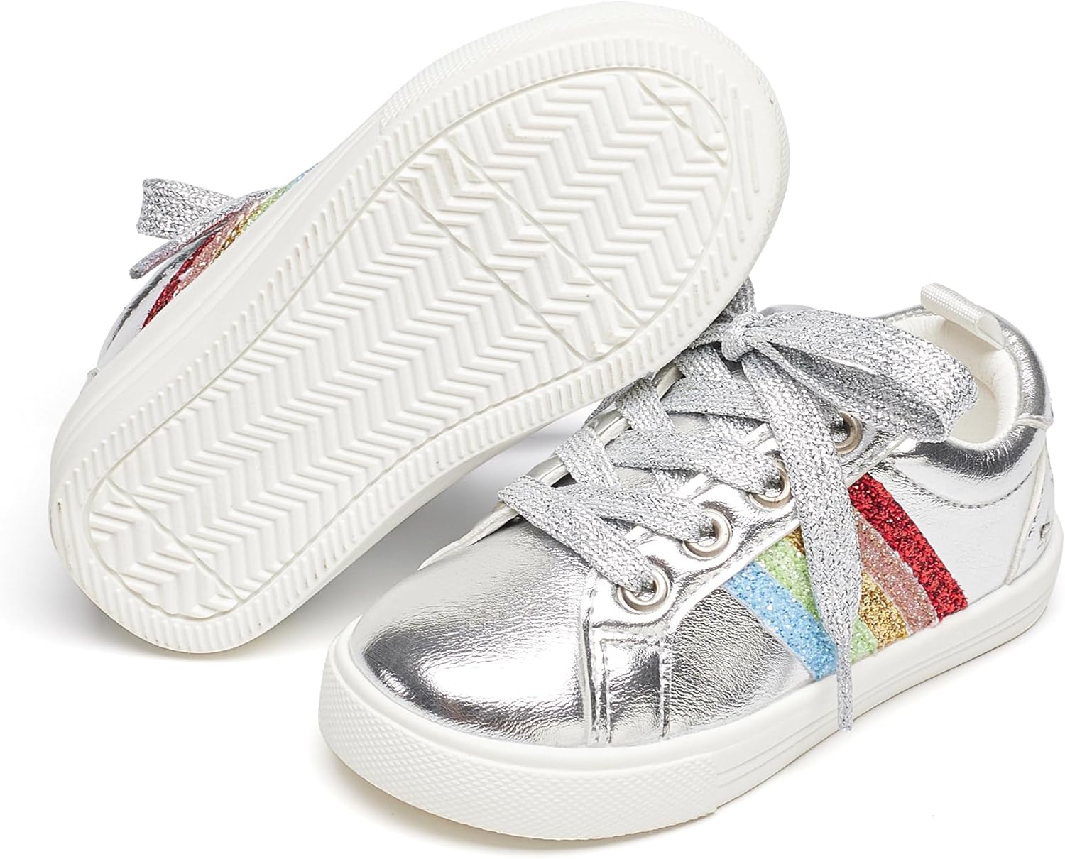 

Кроссовки для малышей и маленьких девочек Felix Flora, спортивные сникерсы, принцесса, повседневные блестящие туфли Felix & Flora, серебро