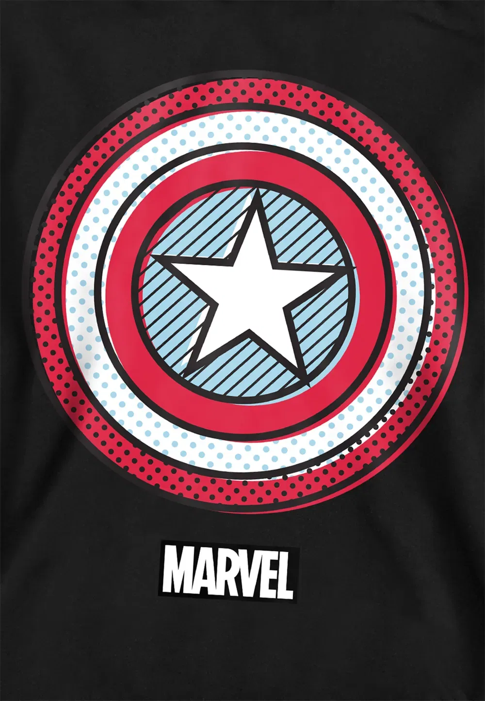 Детская худи Marvel Captain America с принтом щита, черная, черный — фото 2