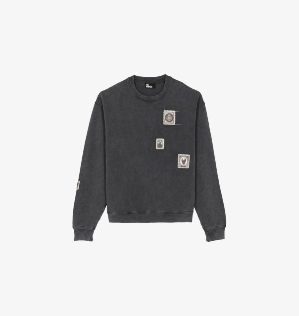 

Хлопковая толстовка свободного кроя с круглой горловиной и вышивкой Stamp-Shipping The Kooples, черный