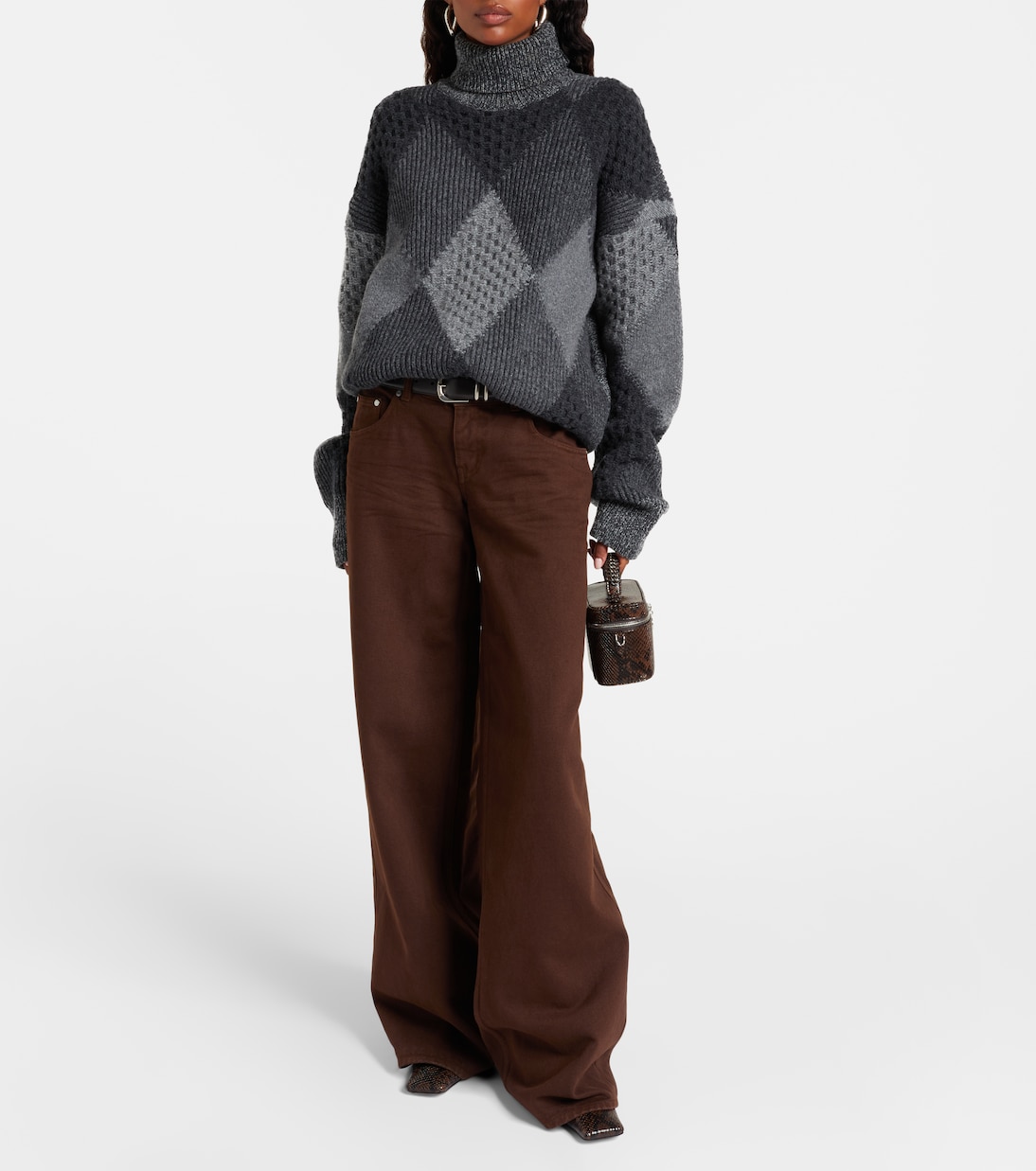 Джинсы с низкой посадкой и широкими штанинами Stella McCartney, Brown Wash — фото 2