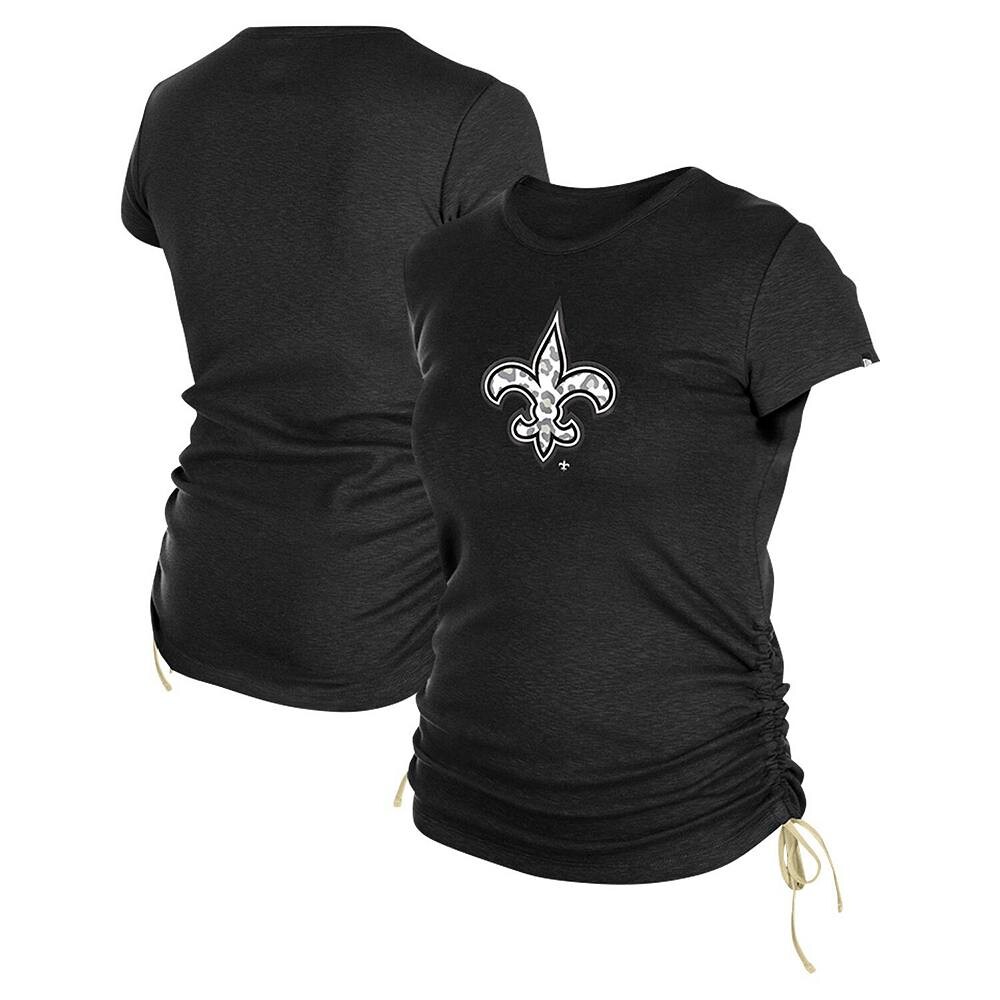 

Женская черная футболка New Era New Orleans Saints со сборками по бокам, цвет Snt Black