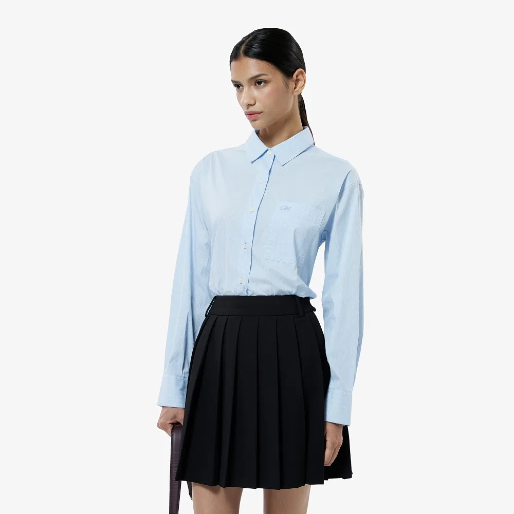 Рубашка Lacoste в полоску светло-голубая