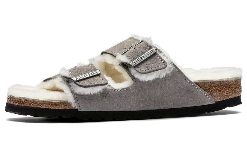 Сандалии Arizona из овчины с двумя ремешками Birkenstock, серый