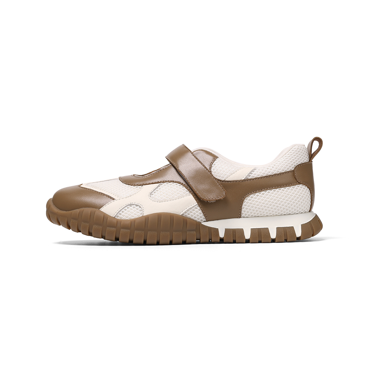 Туфли Мэри Джейн на плоской подошве женские GOLDLION, Brown Beige White