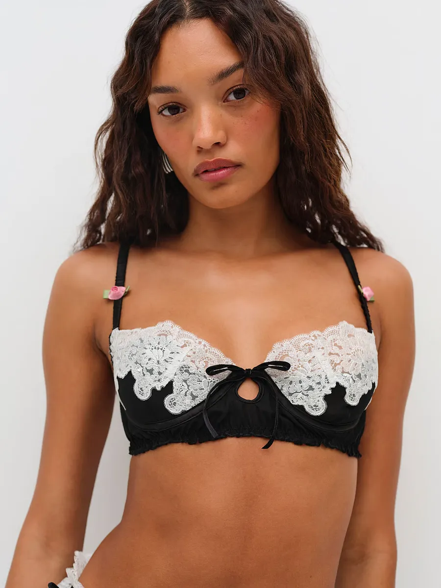 

Мейв Бюстгальтер на косточках For Love & Lemons, черный/кремовый