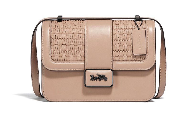 

Кожаный маленький квадратный рюкзак Alie Cow, кроссбоди, женская наплечная сумка taupe COACH