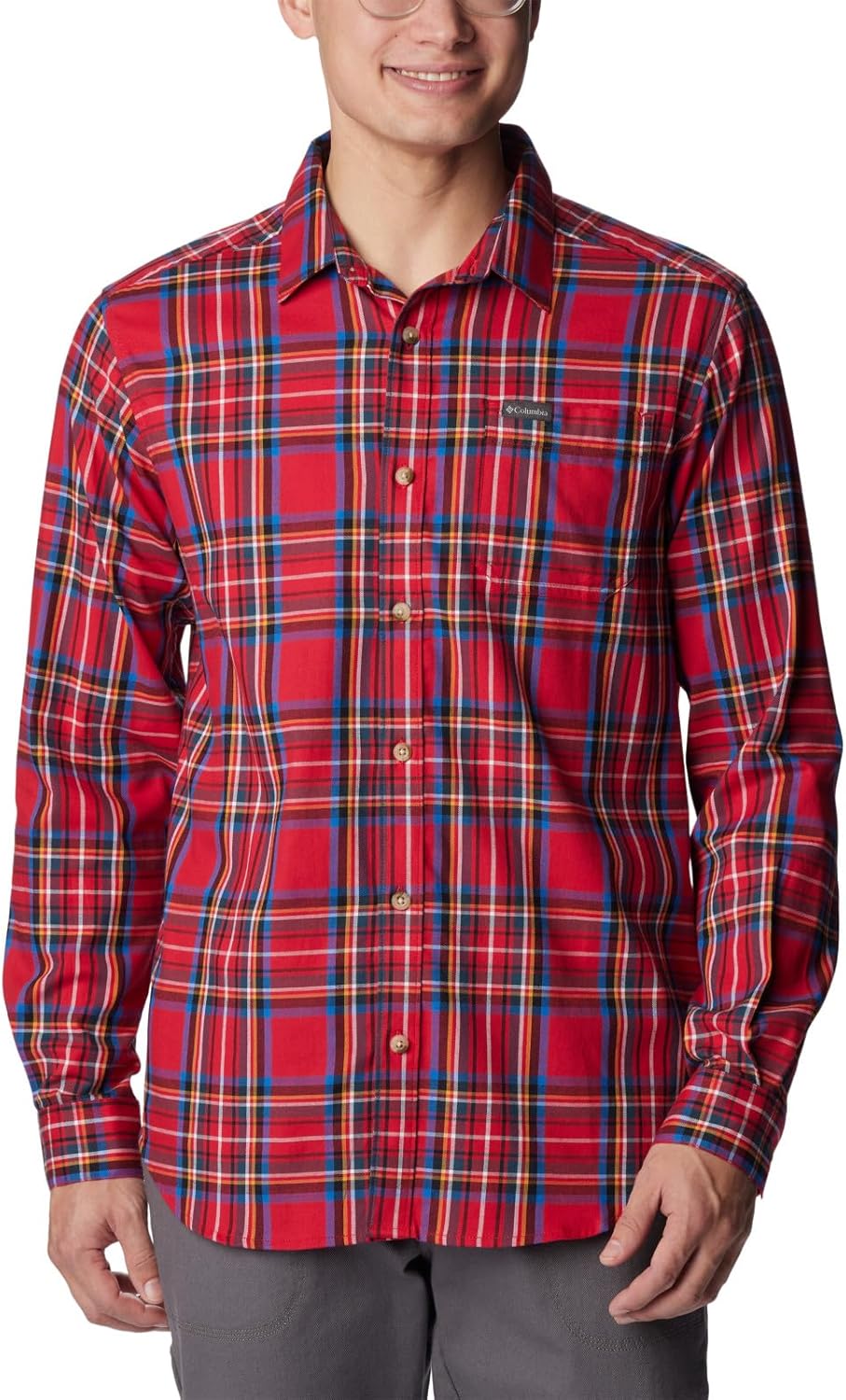 

Рубашка Columbia Mens Vapor Ridge III с длинным рукавом, походная рубашка, Mountain Red Csc Tartan