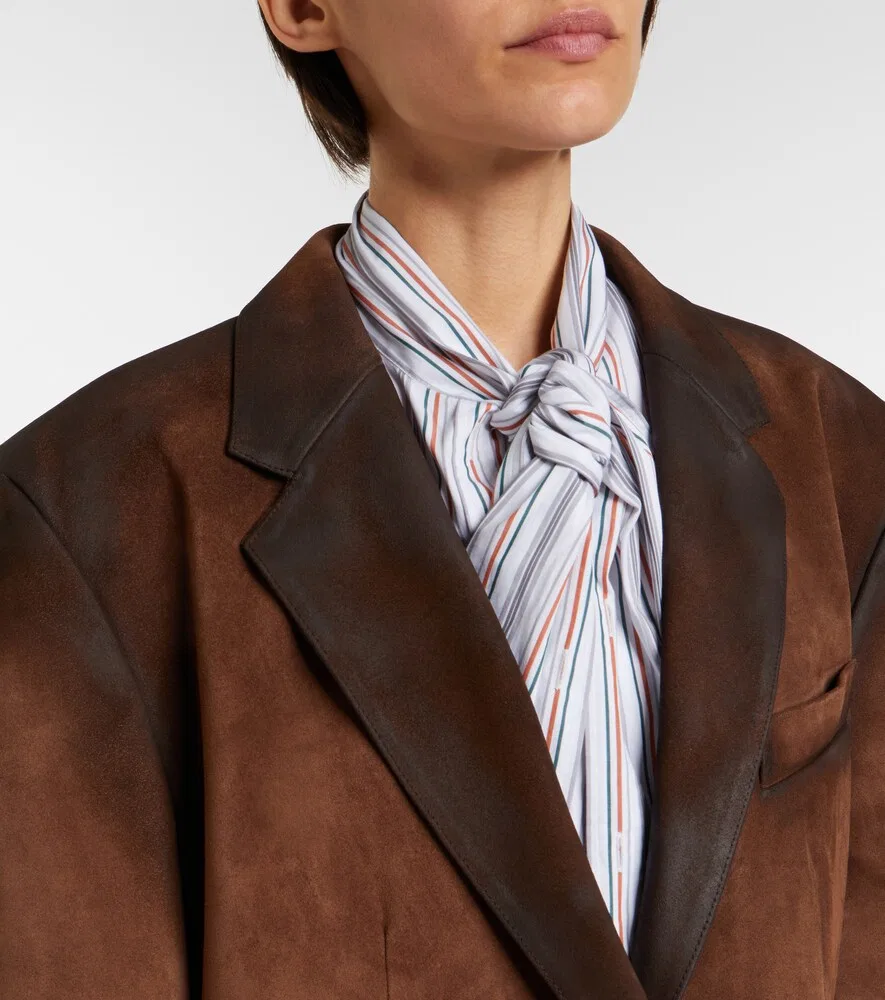 Замшевый блейзер Acne Studios, коричневый — фото 3
