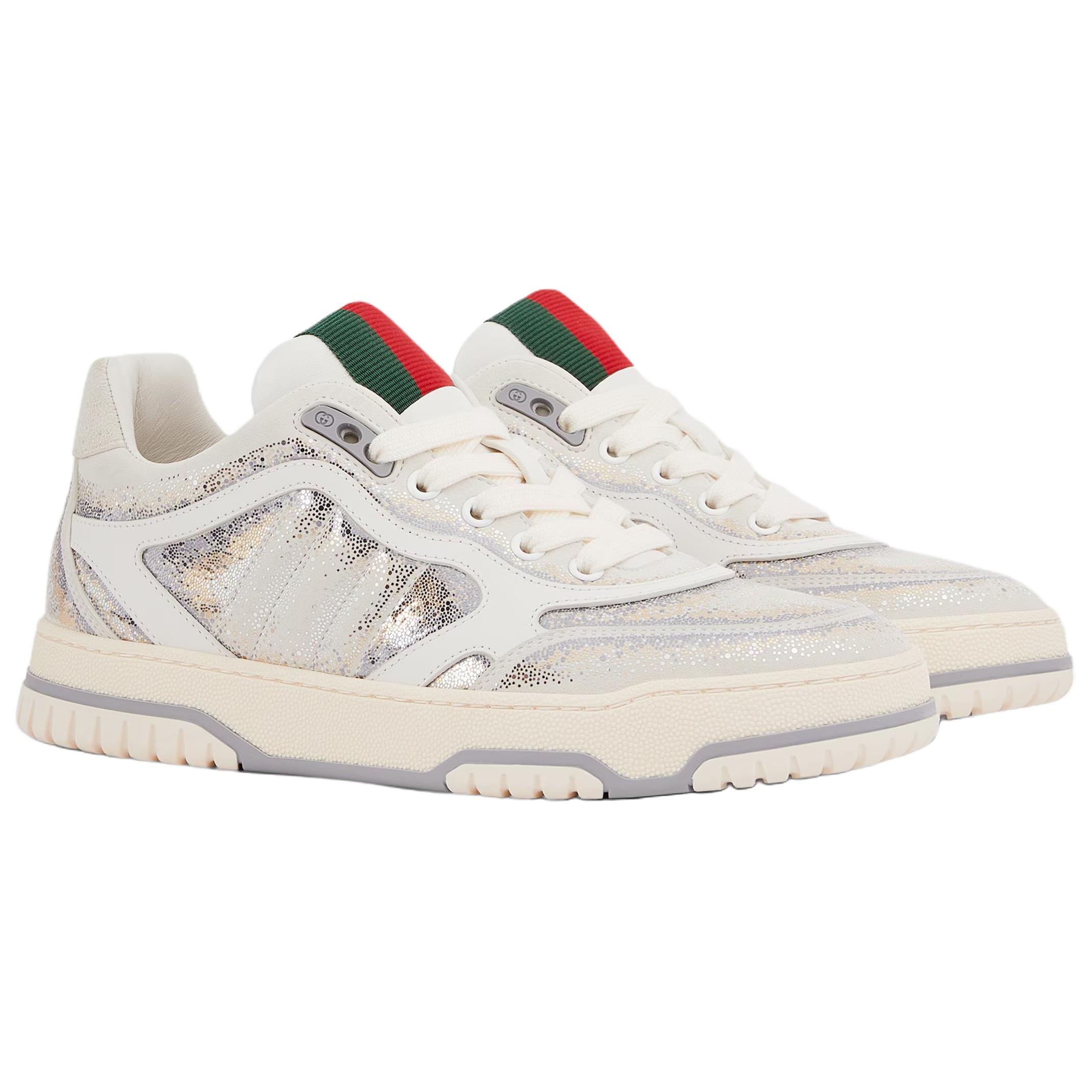 GUCCI Re Web низкие скейтборд кроссовки женские white gray — фото 4