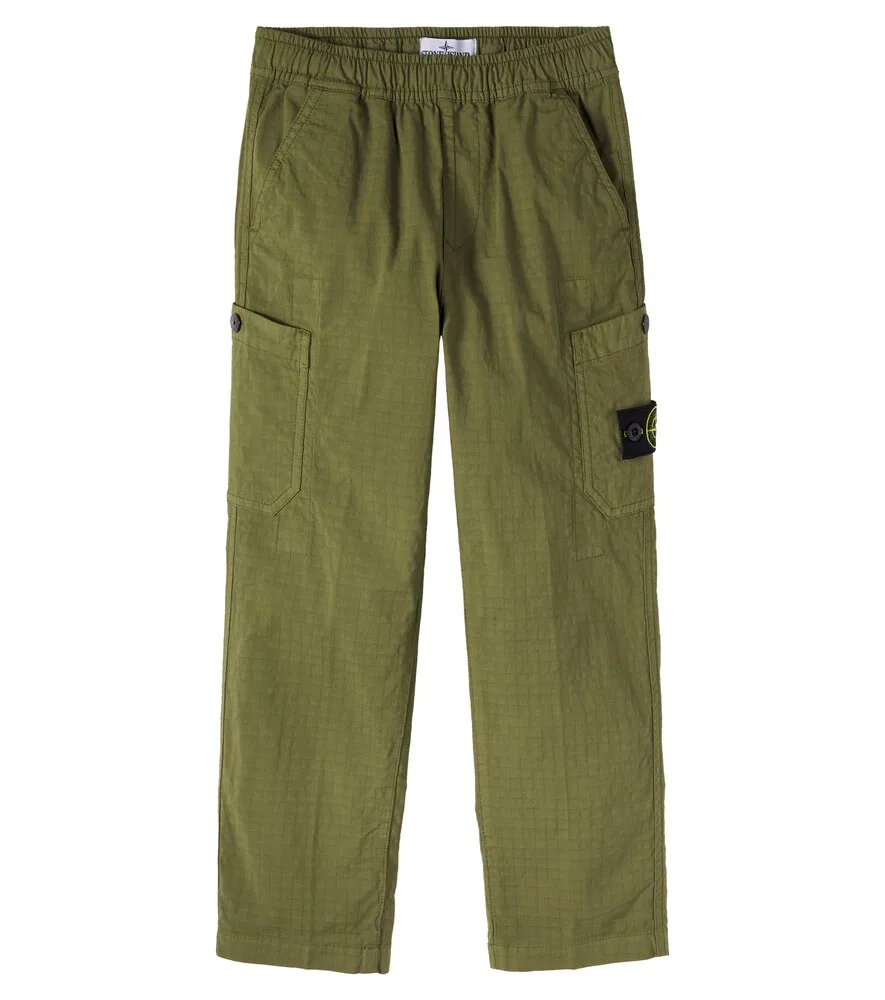 Брюки-карго Compass из хлопковой смеси Stone Island Junior, зеленый