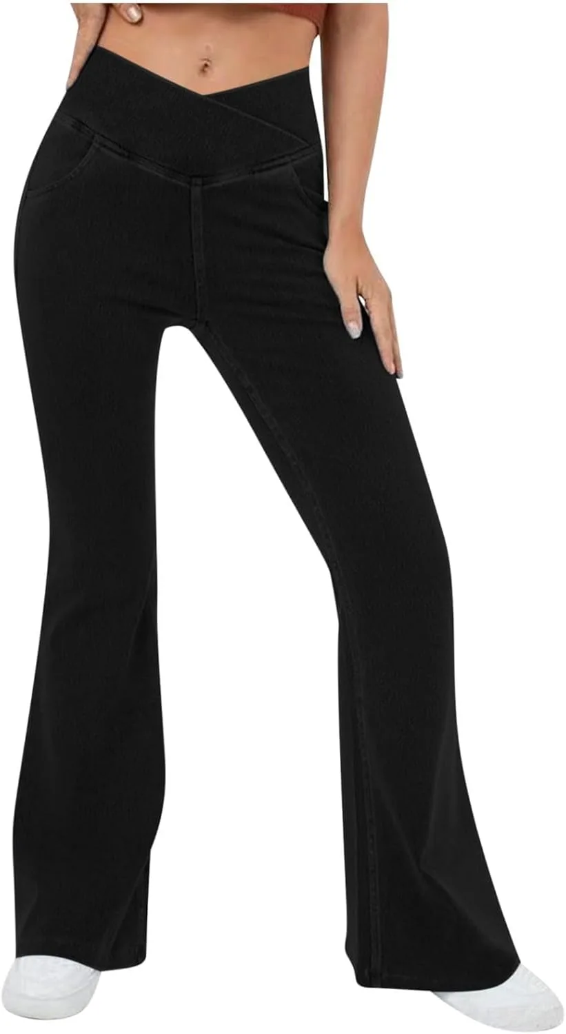 

Женские джинсы с завышенной талией и эффектом стройности, V-образный крой