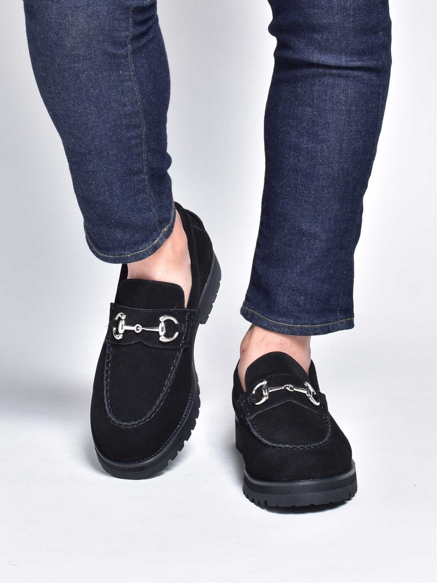 Лоферы на платформе SVEC, Black suede — фото 4