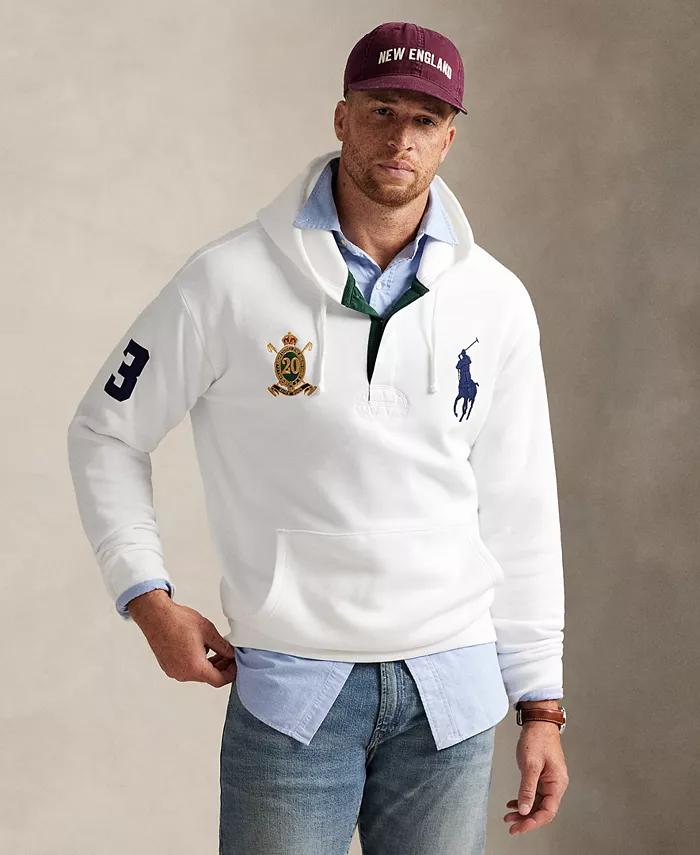 

Мужская толстовка с капюшоном Big & Tall с принтом в честь 20-летия Polo Ralph Lauren, белый