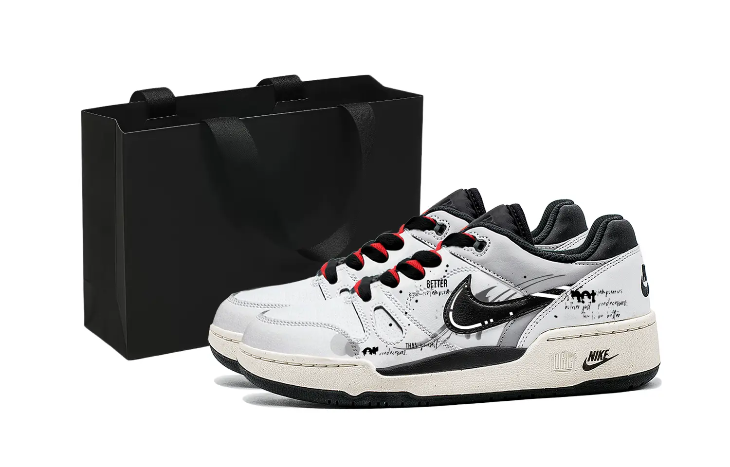 

Nike Полноразмерные скейтерские кроссовки мужские Low top Black/White/Red