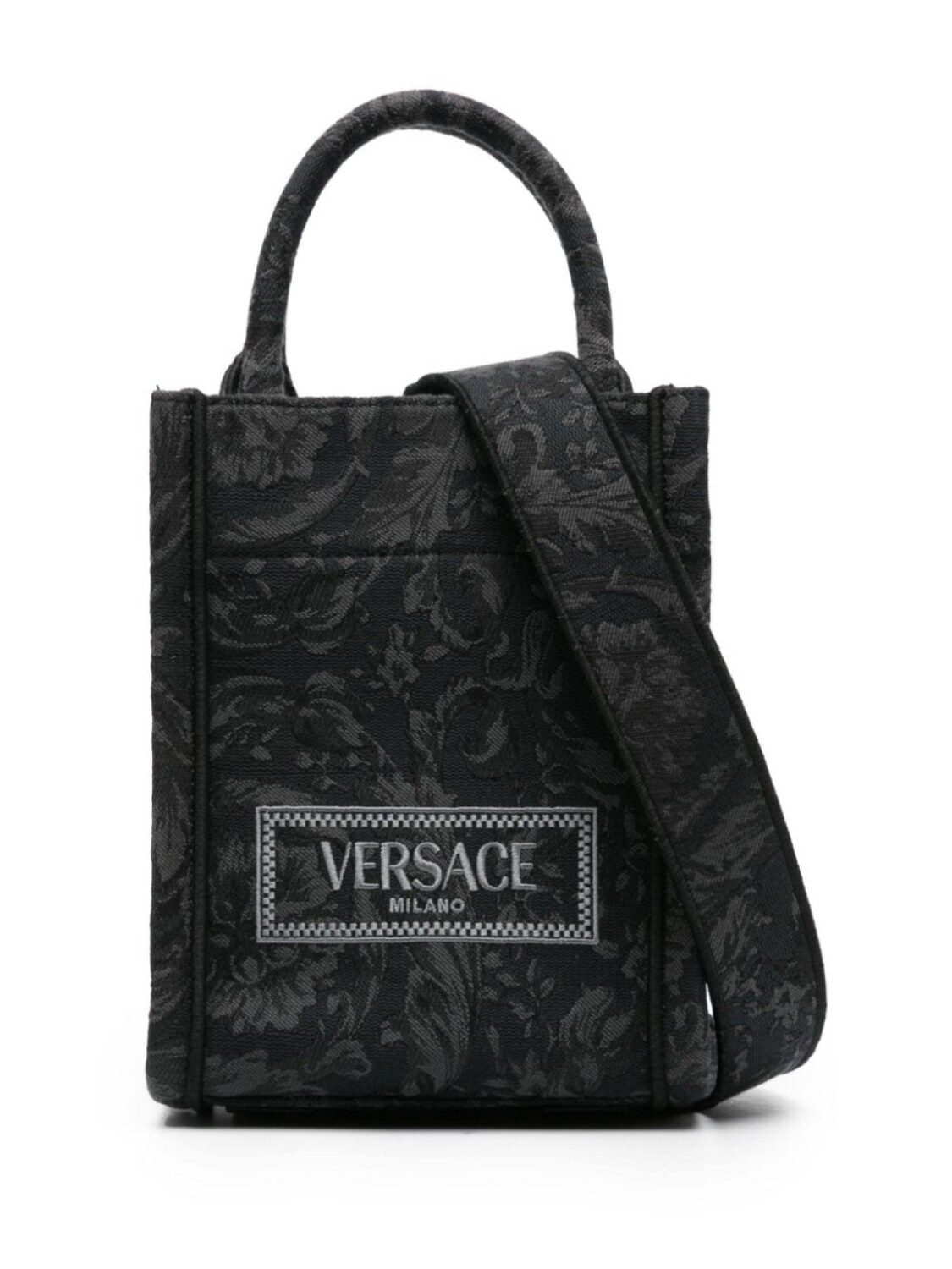 

Жаккардовая сумка-тоут Versace Barocco Athena мини, серый