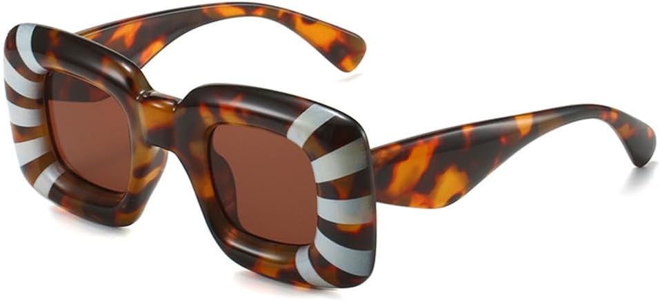 

Солнцезащитные очки UV400 с металлическими шарнирами, яркой оправой и толстым каркасом, идеально подходят для женщин и мужчин, для бега и занятий спортом на открытом воздухе UYPTK, Leopard White Tea