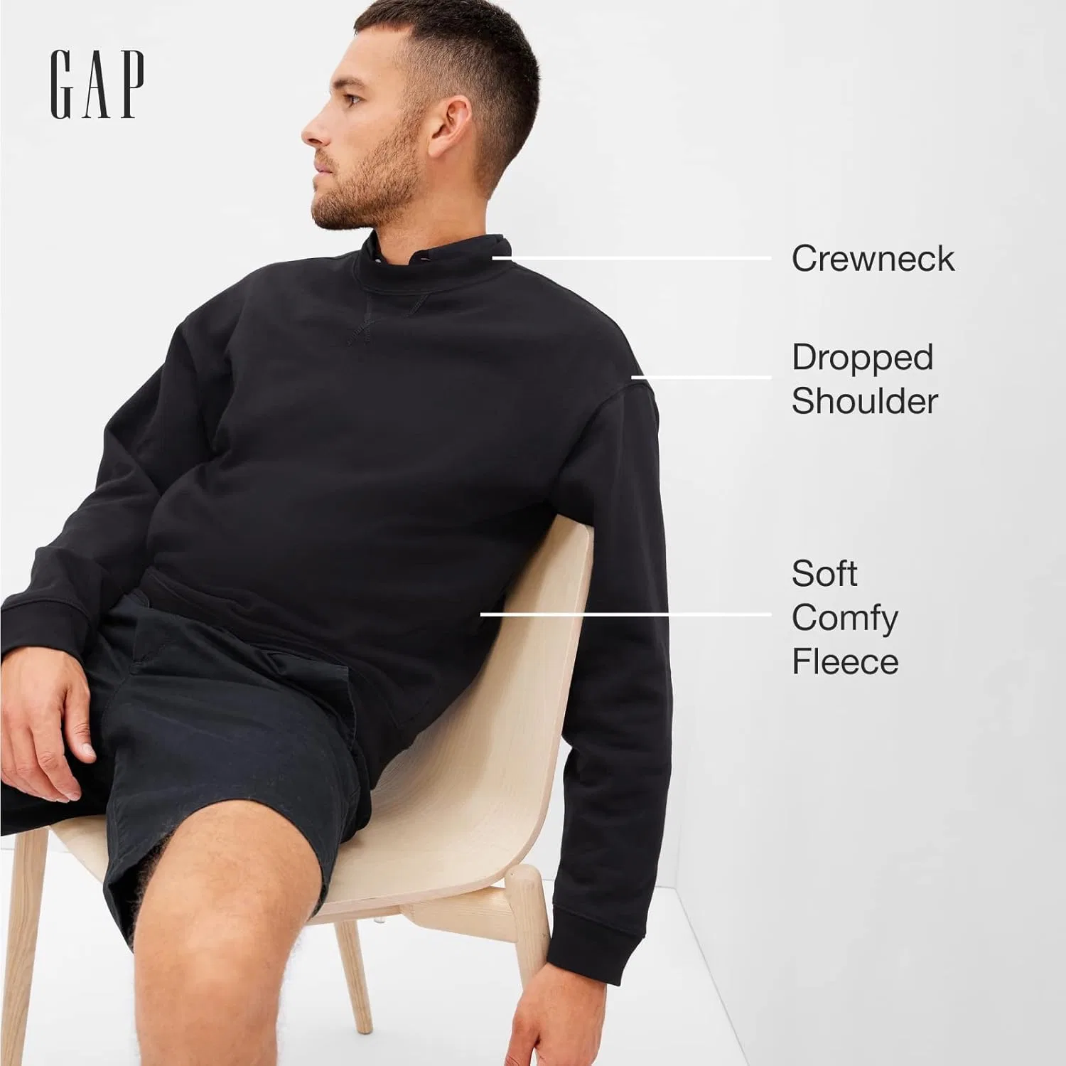 Мужская винтажная мягкая толстовка GAP с приспущенными плечами — фото 3