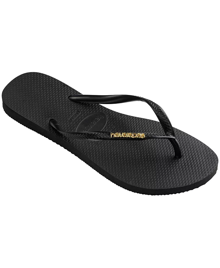 Женские узкие сланцы с логотипом и металлическим декором Slip On Havaianas, черный