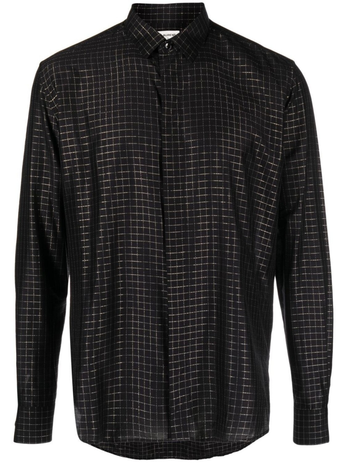 

Saint Laurent рубашка с эффектом металлик, черный