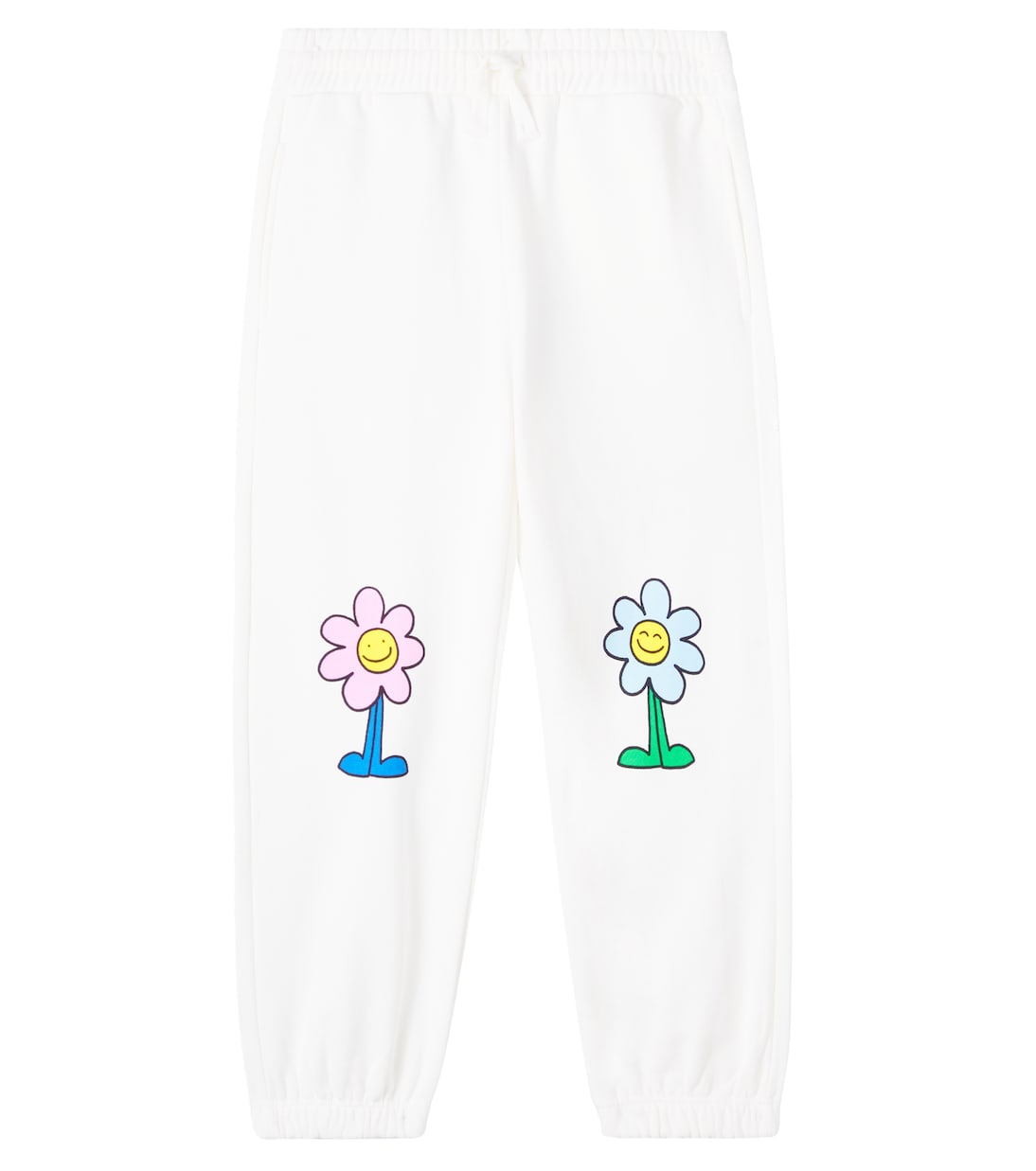 

Хлопковые джерсиевые брюки с принтом Stella McCartney Kids, слоновая кость