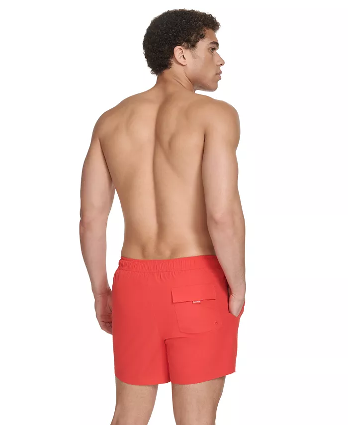 Мужские основные плавки Euro Regular-Fit Quick-Dry 5" с компрессионным лайнером Calvin Klein, красный — фото 2