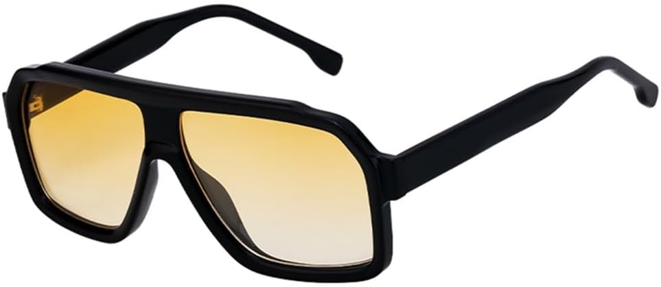 

Большие солнцезащитные очки для мужчин и женщин с защитой от УФ-излучения UV400 и широкой оправой, идеально подходящие для пляжного отдыха и путешествий UYPTK, C2blackyellow